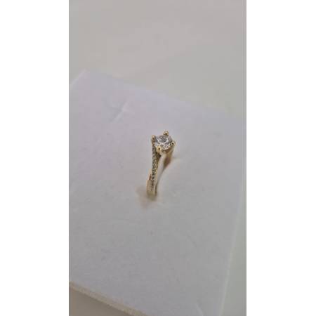 ANELLO SOLITARIO Con Zirconi Bianchi Tondi Da Donna In ORO GIALLO 18 Karati 750%