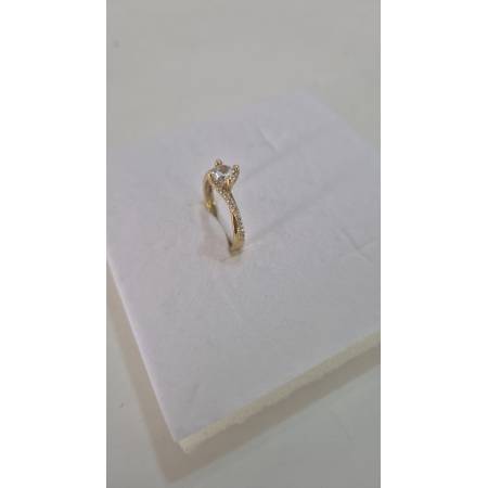 ANELLO SOLITARIO Con Zirconi Bianchi Tondi Da Donna In ORO GIALLO 18 Karati 750%