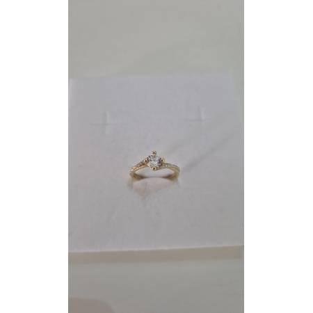 ANELLO SOLITARIO Con Zirconi Bianchi Tondi Da Donna In ORO GIALLO 18 Karati 750%