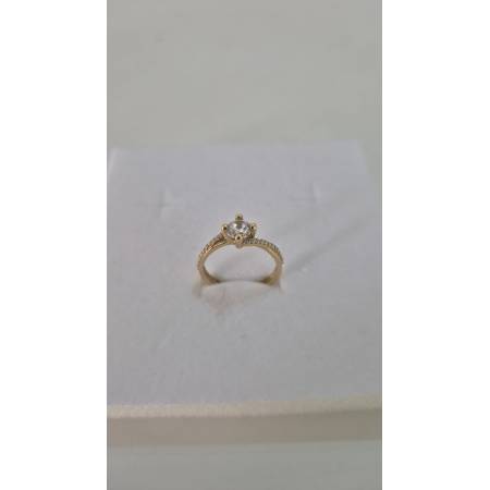 ANELLO SOLITARIO Con Zirconi Bianchi Tondi Da Donna In ORO GIALLO 18 Karati 750%