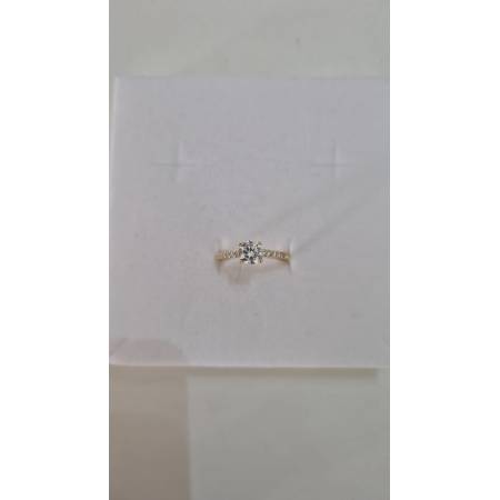 ANELLO SOLITARIO Con Zirconi Bianchi Tondi Da Donna In ORO GIALLO 18 Karati 750%