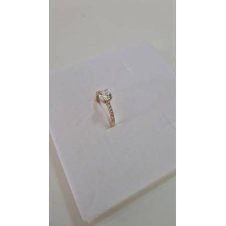 ANELLO SOLITARIO Con Zirconi Bianchi Tondi Da Donna In ORO GIALLO 18 Karati 750%
