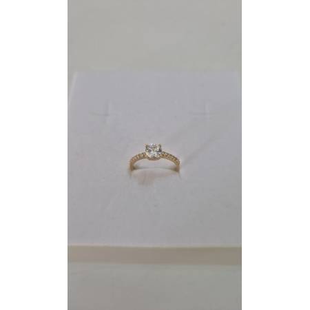 ANELLO SOLITARIO Con Zirconi Bianchi Tondi Da Donna In ORO GIALLO 18 Karati 750%