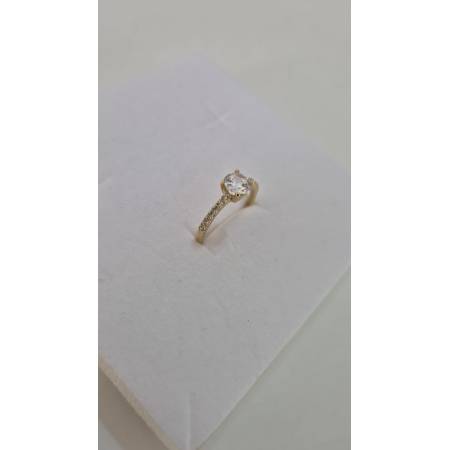 ANELLO SOLITARIO Con Zirconi Bianchi Tondi Da Donna In ORO GIALLO 18 Karati 750%