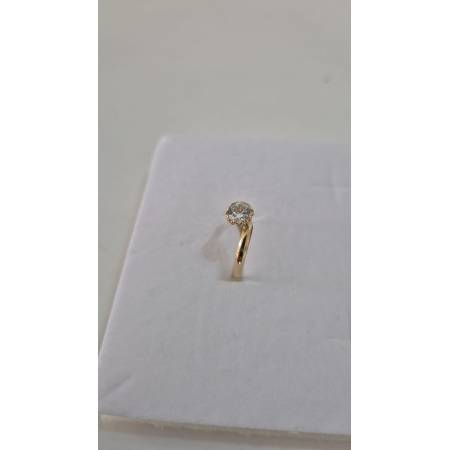 ANELLO Donna ORO GIALLO 18 Karati 750% Con Zircone Bianco Centrale Tondo A Fiore