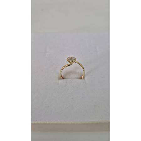 ANELLO Donna ORO GIALLO 18 Karati 750% Con Zircone Bianco Centrale Tondo A Fiore