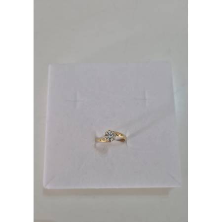 ANELLO Donna ORO GIALLO 18 Karati 750% Con Zircone Bianco Centrale Tondo A Fiore