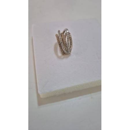 ANELLO A Fascione Con Zirconi Donna ORO GIALLO E BIANCO Bicolore 18 Karati 750%