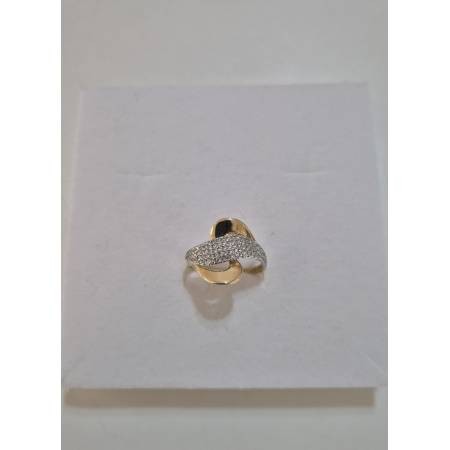 ANELLO A Fascione Con Zirconi Donna ORO GIALLO E BIANCO Bicolore 18 Karati 750%