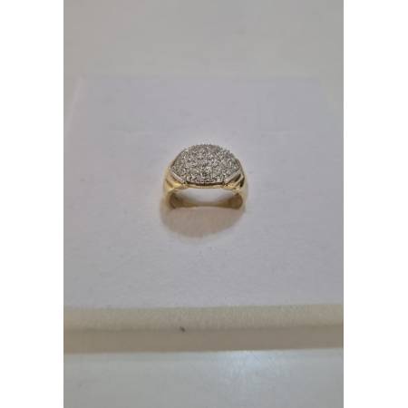 ANELLO A Fascione Con Zirconi Donna ORO GIALLO E BIANCO Bicolore 18 Karati 750%