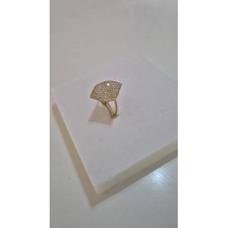 ANELLO Con Zirconi Bianchi Tondi Forma Rombo Da Donna ORO GIALLO 18 Karati 750%