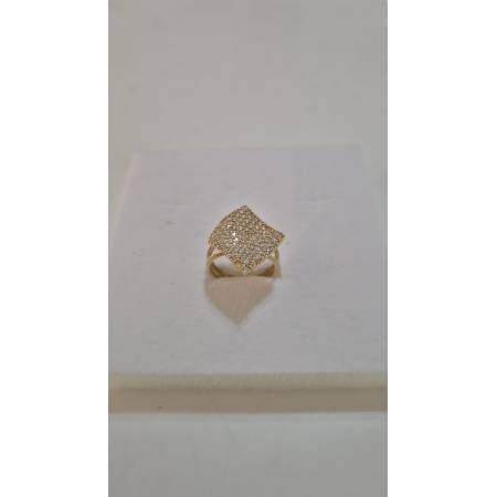 ANELLO Con Zirconi Bianchi Tondi Forma Rombo Da Donna ORO GIALLO 18 Karati 750%