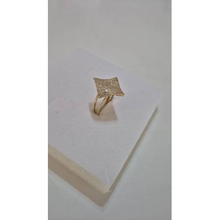 ANELLO Con Zirconi Bianchi Tondi Forma Rombo Da Donna ORO GIALLO 18 Karati 750%