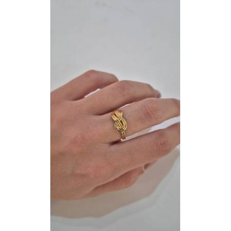 ANELLO Da Donna In ORO GIALLO 18 KARATI 750/1000 Filo Intrecciato Con Infinito