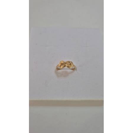 ANELLO Da Donna In ORO GIALLO 18 KARATI 750/1000 Filo Intrecciato Con Infinito