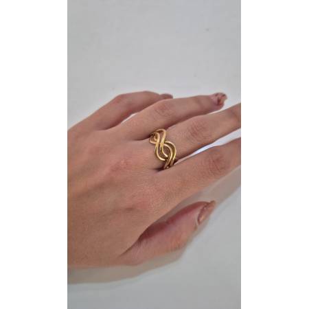 ANELLO A Fascia Da Donna In ORO GIALLO 18 KARATI 750/1000 Con Fili Intrecciati