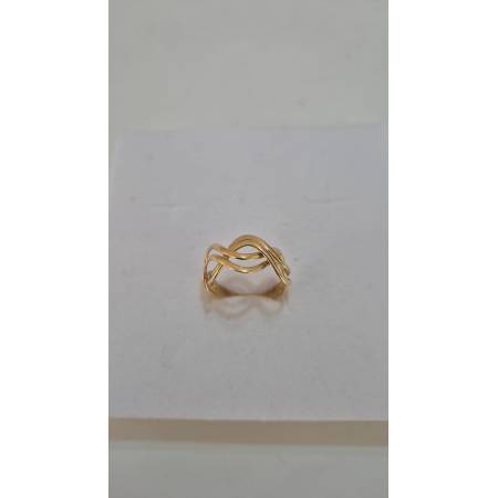 ANELLO A Fascia Da Donna In ORO GIALLO 18 KARATI 750/1000 Con Fili Intrecciati