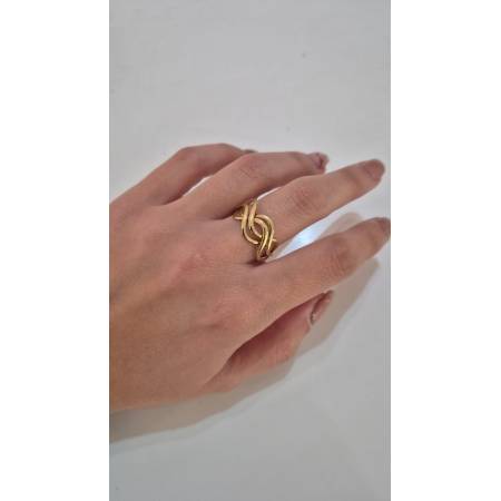 ANELLO A Fascia Da Donna In ORO GIALLO 18 KARATI 750/1000 Con Fili Intrecciati