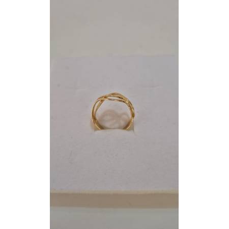 ANELLO A Fascia Da Donna In ORO GIALLO 18 KARATI 750/1000 Con Fili Intrecciati