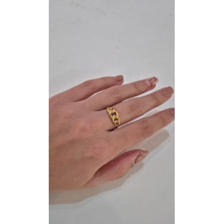 ANELLO Da Donna In ORO GIALLO 18 KARATI 750% A Catena Grumetta Scalare Lucida