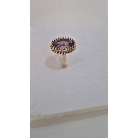 ANELLO Da Donna In ORO GIALLO 18 Karati 750% Con Zircone Viola Centrale Ovale