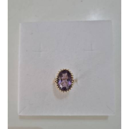 ANELLO Da Donna In ORO GIALLO 18 Karati 750% Con Zircone Viola Centrale Ovale