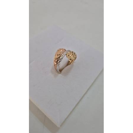 ANELLO Da Donna In ORO GIALLO BIANCO ROSSO 18 KARATI 750% Tre Colori Diamantato