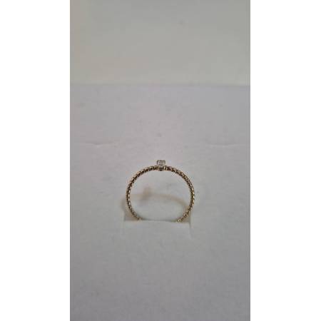 ANELLO Donna ORO GIALLO 18 Kt 750% Con Zircone Bianco Centrale Baguette E Sfere