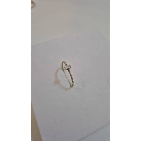 ANELLO Donna ORO GIALLO 18 Kt 750% Con Zircone Bianco Centrale Baguette E Sfere