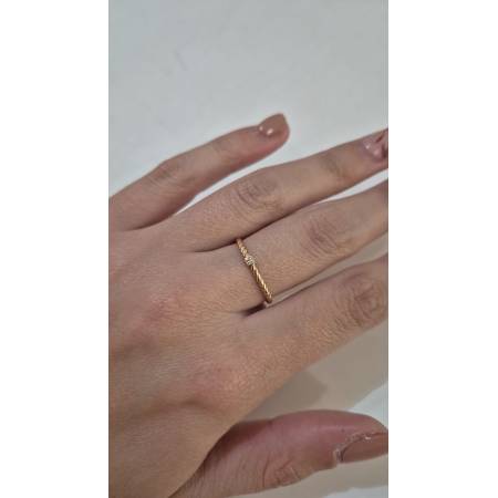 ANELLO Donna In ORO ROSA 18 Karati 750% Con Zircone Bianco Centrale Quadrato