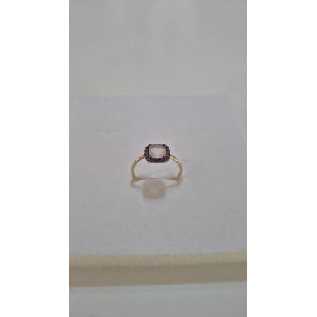 ANELLO Donna ORO ROSA 18 Karati 750% Con Zirconi Viola E Rosa Centrale Quadrato