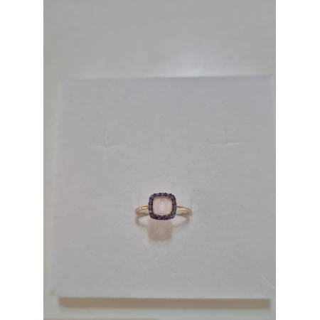 ANELLO Donna ORO ROSA 18 Karati 750% Con Zirconi Viola E Rosa Centrale Quadrato