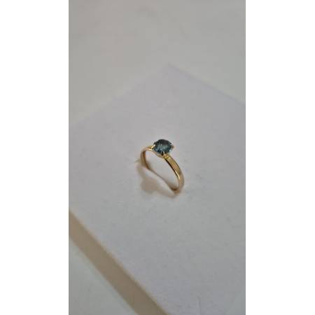 ANELLO Da Donna In ORO GIALLO 18 Karati 750% Con Zircone Verde Centrale Tondo