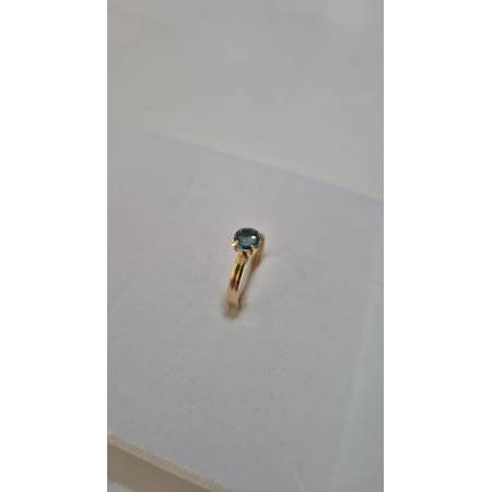ANELLO Da Donna In ORO GIALLO 18 Karati 750% Con Zircone Verde Centrale Tondo