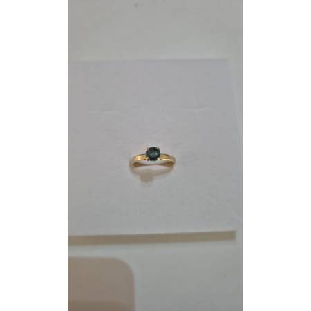 ANELLO Da Donna In ORO GIALLO 18 Karati 750% Con Zircone Verde Centrale Tondo