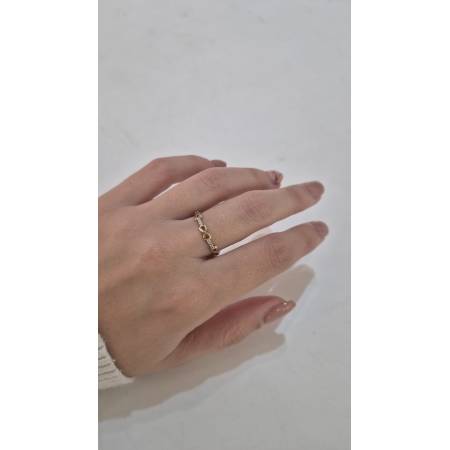 ANELLO Donna In ORO GIALLO 18 Karati 750% Con INFINITO E Zirconi Bianchi Tondi