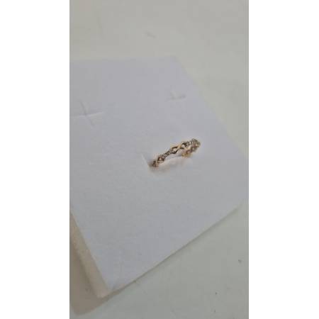 ANELLO Donna In ORO GIALLO 18 Karati 750% Con INFINITO E Zirconi Bianchi Tondi