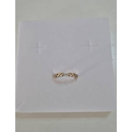 ANELLO Donna In ORO GIALLO 18 Karati 750% Con INFINITO E Zirconi Bianchi Tondi