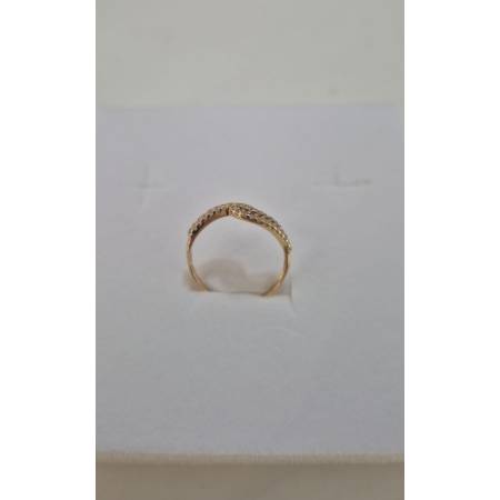 ANELLO Mezza Veretta Tre Fili Donna ORO GIALLO 18 Karati 750% E Zirconi Bianchi