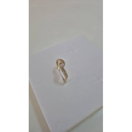 ANELLO Mezza Veretta Tre Fili Donna ORO GIALLO 18 Karati 750% E Zirconi Bianchi