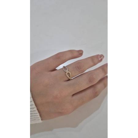 ANELLO Donna Con Zirconi Bianchi In ORO GIALLO E BIANCO Bicolore 18 Karati 750%