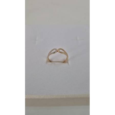 ANELLO Donna Con Zirconi Bianchi In ORO GIALLO E BIANCO Bicolore 18 Karati 750%