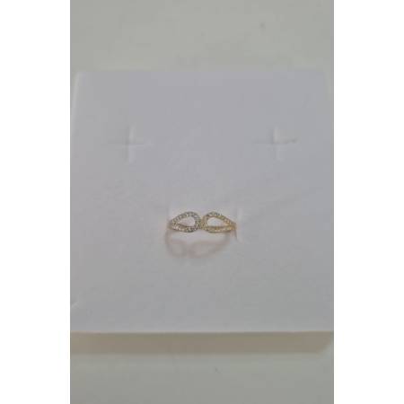 ANELLO Donna Con Zirconi Bianchi In ORO GIALLO E BIANCO Bicolore 18 Karati 750%