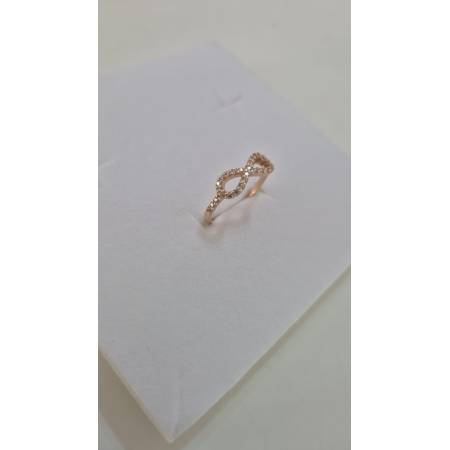ANELLO Da Donna INFINITO Centrale In ORO ROSA 18 Karati 750% Con Zirconi Bianchi