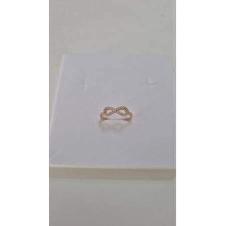 ANELLO Da Donna INFINITO Centrale In ORO ROSA 18 Karati 750% Con Zirconi Bianchi