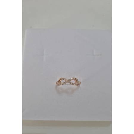ANELLO Da Donna INFINITO Centrale In ORO ROSA 18 Karati 750% Con Zirconi Bianchi