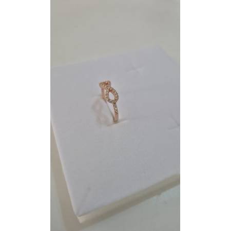 ANELLO Da Donna INFINITO Centrale In ORO ROSA 18 Karati 750% Con Zirconi Bianchi