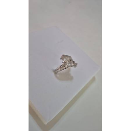 ANELLO A Fascia Da Donna In ORO BIANCO 18 Karati 750% Sfaccettato E Diamantato