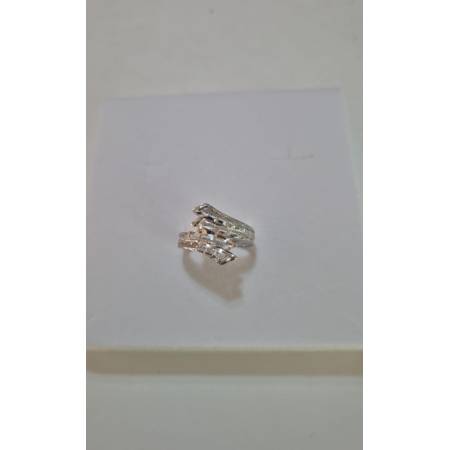 ANELLO A Fascia Da Donna In ORO BIANCO 18 Karati 750% Sfaccettato E Diamantato