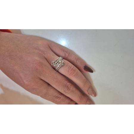 ANELLO A Fascia Da Donna In ORO BIANCO 18 Karati 750% Sfaccettato E Diamantato